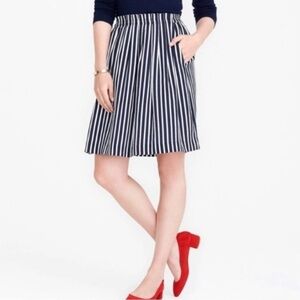 J. Crew Mercantile Navy White Stripe Circle Paper Bag Skirt